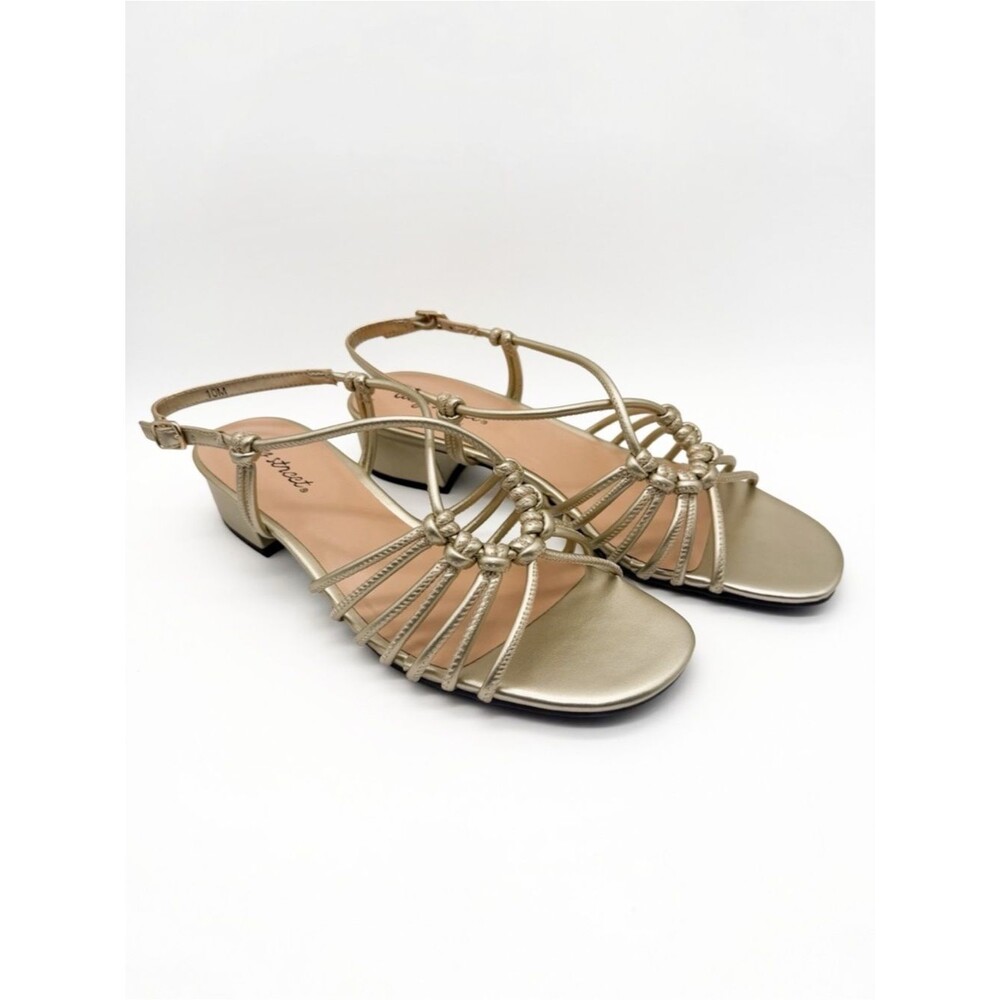 Easy Street Sicilia Metallic Block Heel Dress Sandals Champagne Gold 10 NEW